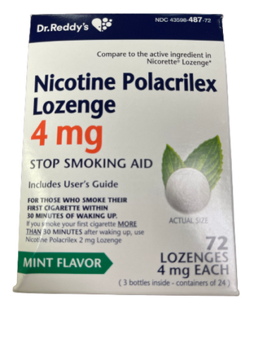 72 Dr. Reddy's Nicotine Polacrilex Lozenge 4mg Mint Flavor